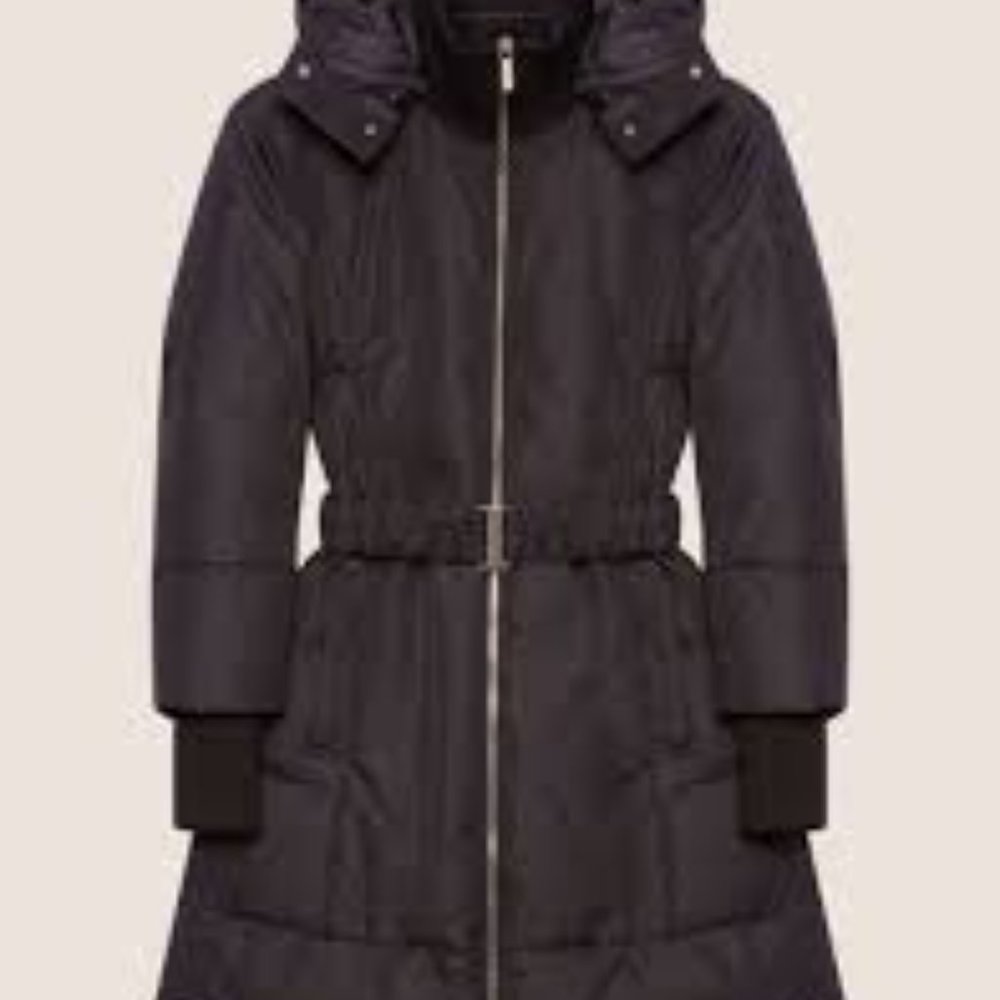 A/X Armani Exchange Navy Blue Hooded Belted Puffer Winter Coat Size XS